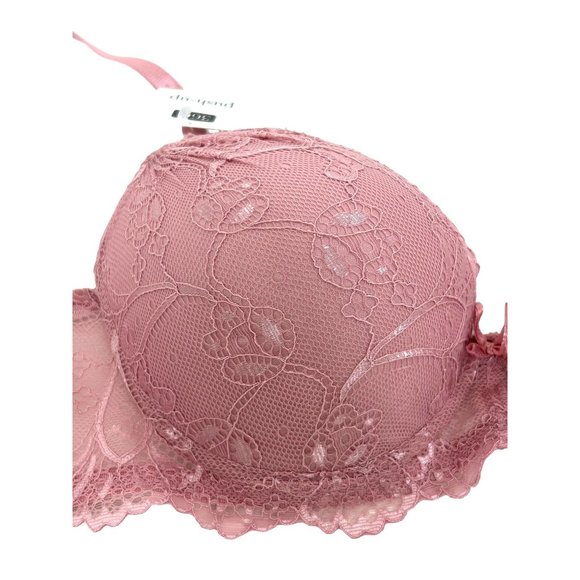 Rene Rofe Pink Push-Up Bra 36C Padded Cups Lace Overlay Adjustable,  Ribbon Bow - Picture 15 of 16